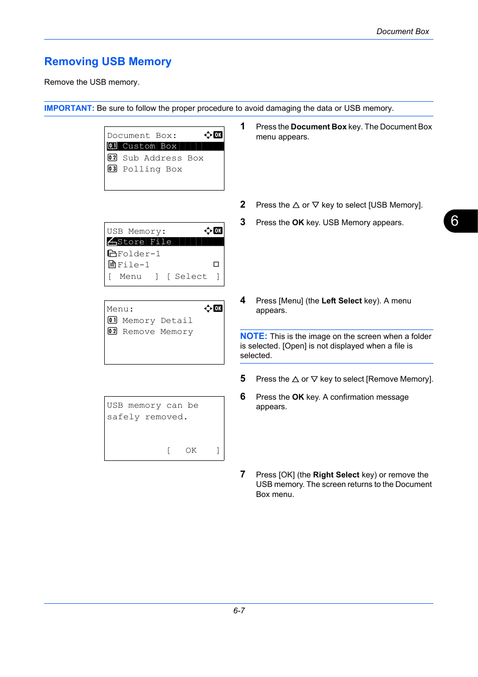 Removing usb memory, Removing usb memory -7 | TA Triumph-Adler P-C2660 MFP User Manual | Page 221 / 578