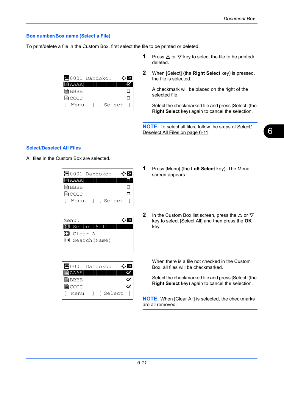 Box number/box name (select a file) -11, Select/deselect all files -11 | TA Triumph-Adler P-C2660 MFP User Manual | Page 225 / 578