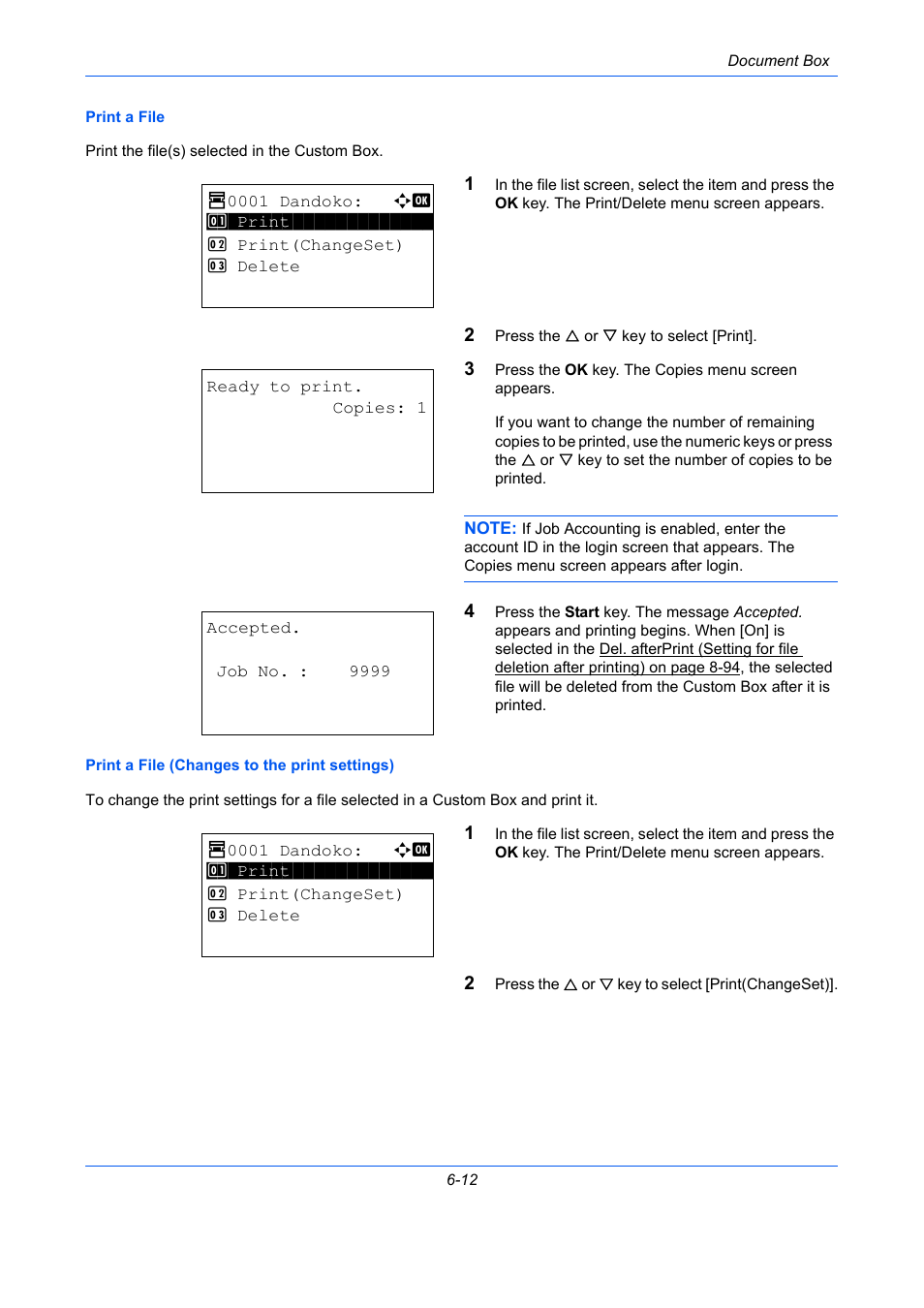 Print a file, Print a file (changes to the print settings) | TA Triumph-Adler P-C2660 MFP User Manual | Page 226 / 578