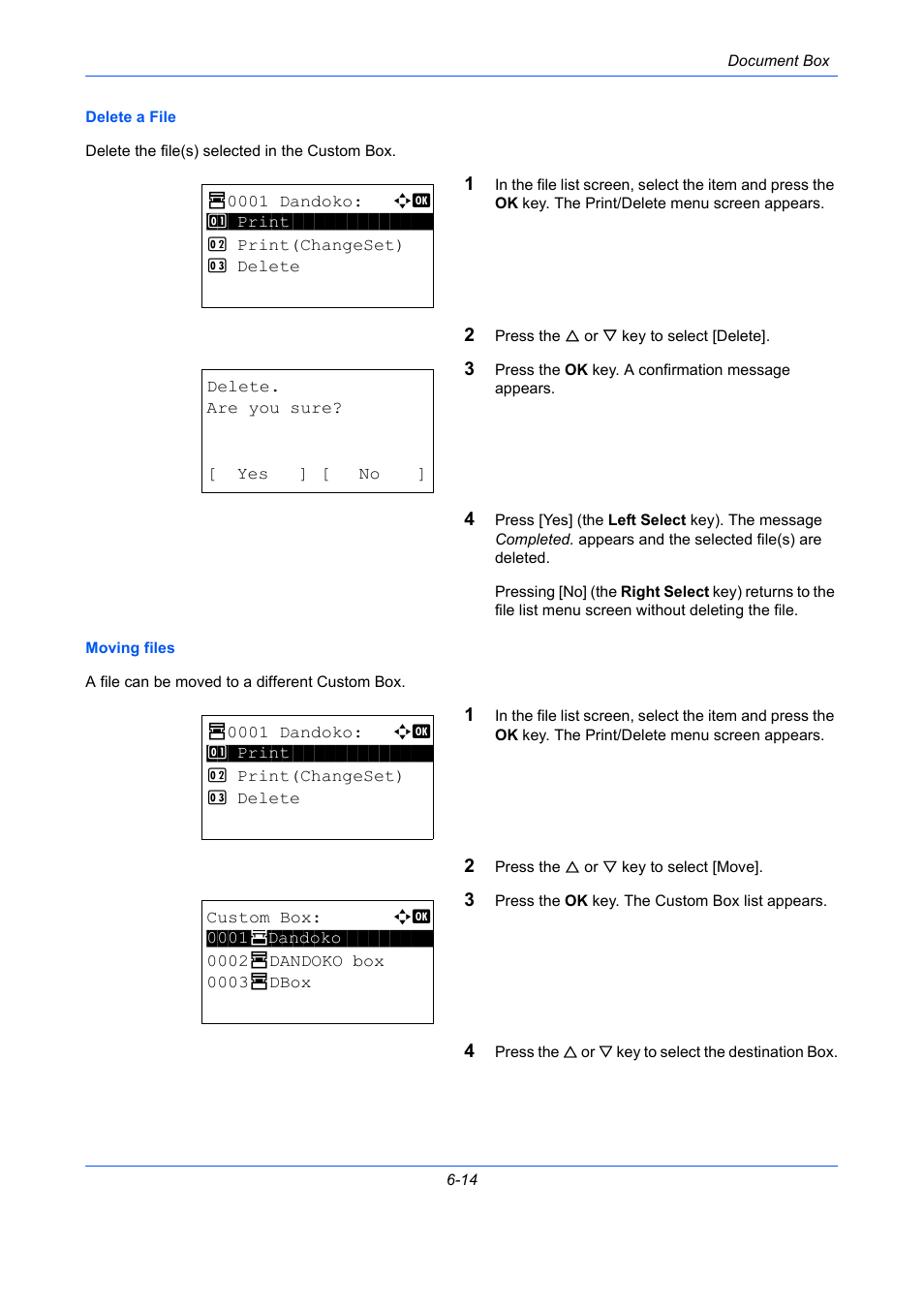 Delete a file -14, Moving files | TA Triumph-Adler P-C2660 MFP User Manual | Page 228 / 578