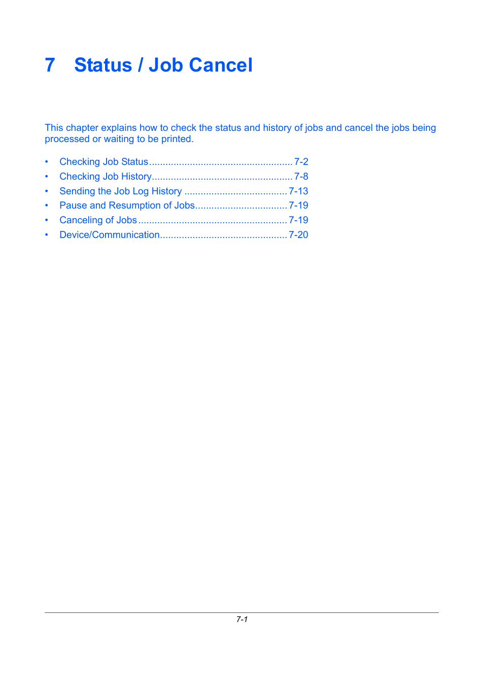 7 status / job cancel, Status / job cancel, Chapter 7 - status / job cancel | TA Triumph-Adler P-C2660 MFP User Manual | Page 235 / 578