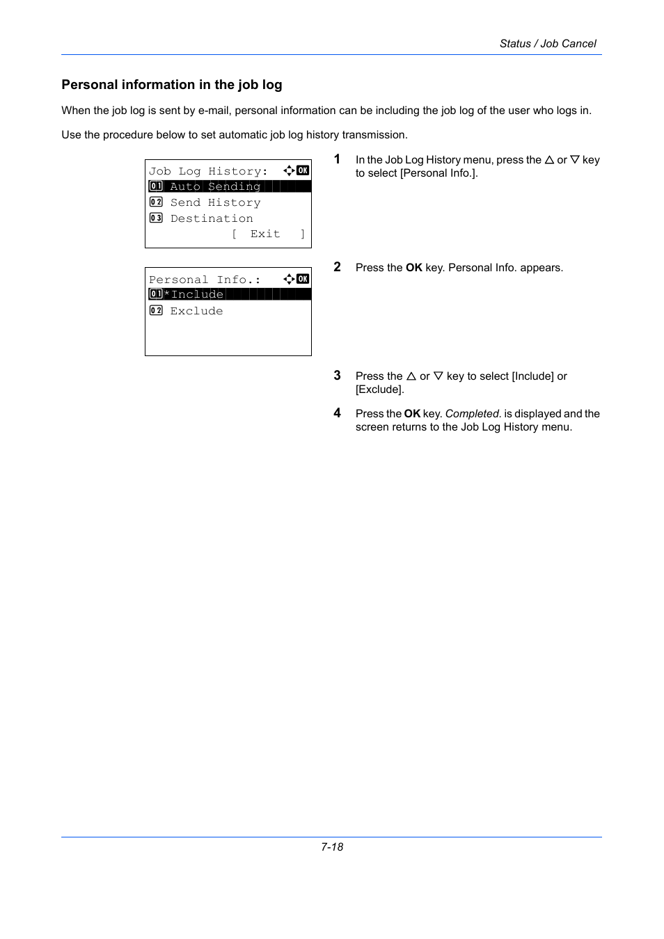 Personal information in the job log | TA Triumph-Adler P-C2660 MFP User Manual | Page 252 / 578