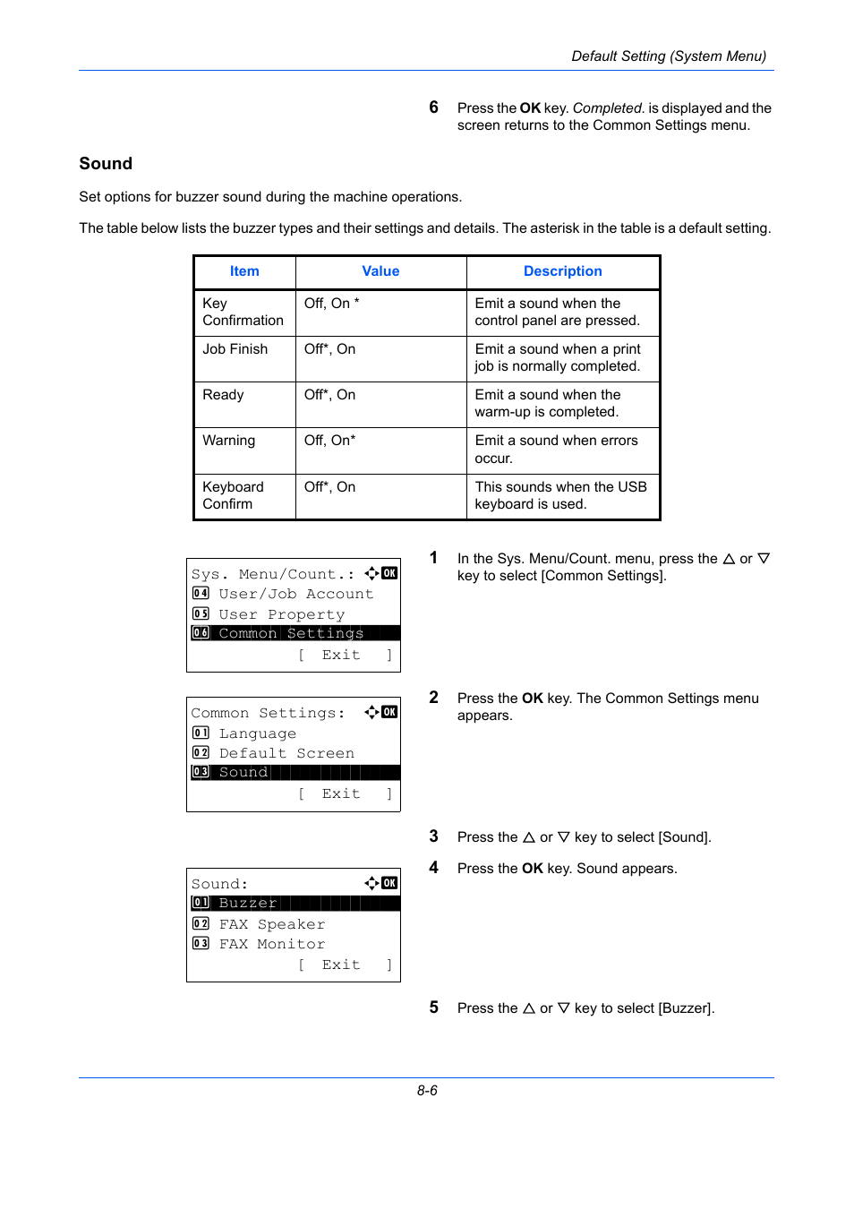 Sound, Sound …8-6 | TA Triumph-Adler P-C2660 MFP User Manual | Page 262 / 578