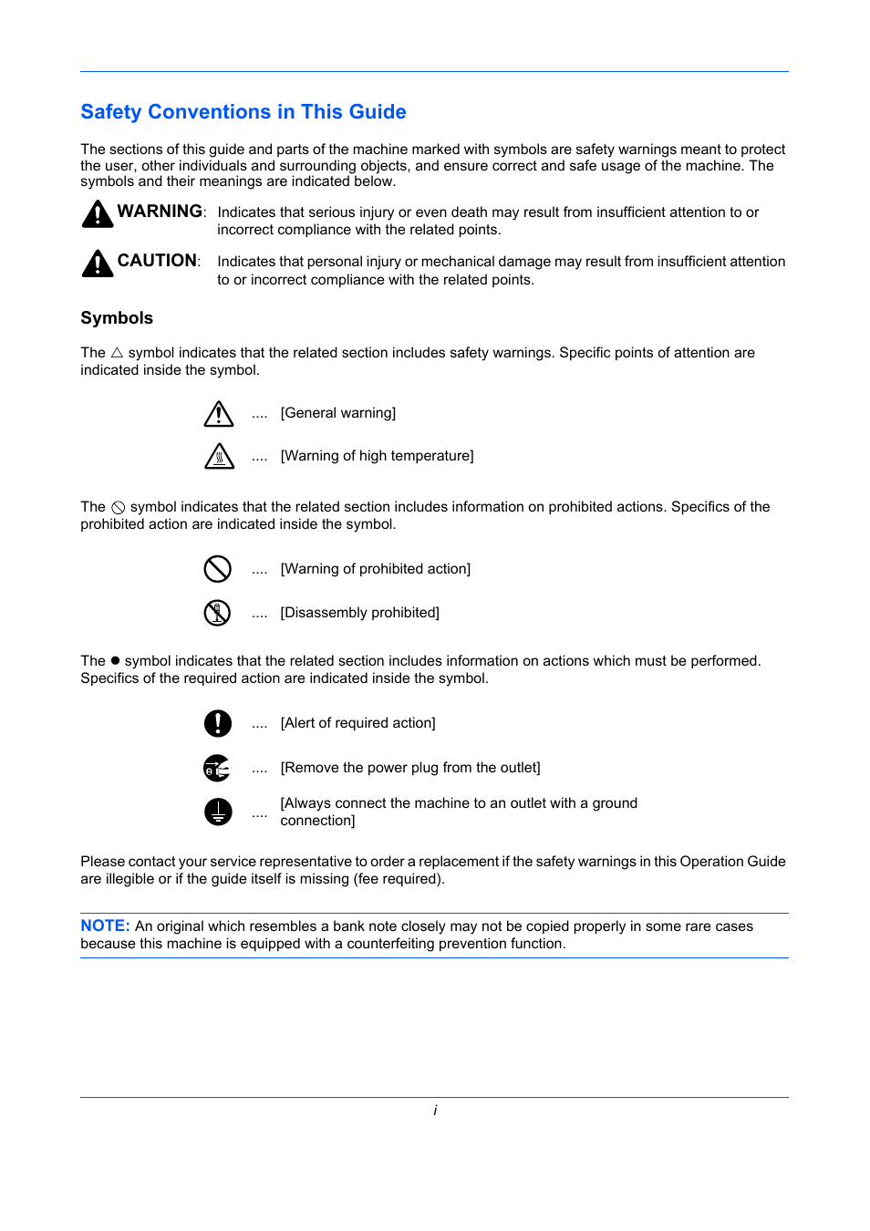 Safety conventions in this guide | TA Triumph-Adler P-C2660 MFP User Manual | Page 3 / 578