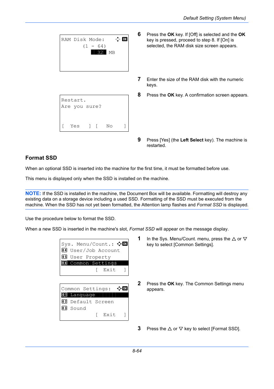 Format ssd, Format ssd …8-64 | TA Triumph-Adler P-C2660 MFP User Manual | Page 320 / 578