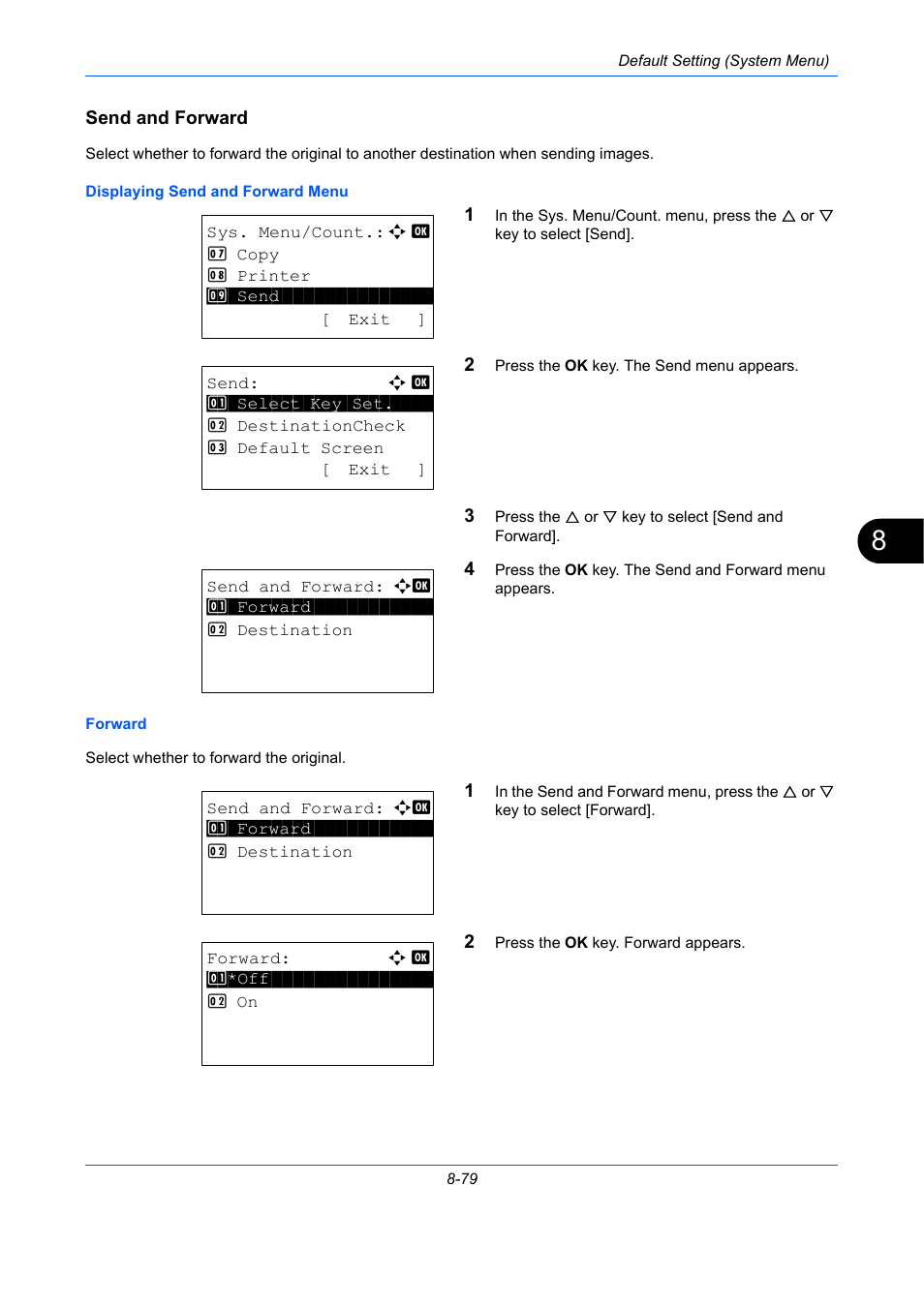 Send and forward, Send and forward …8-79 | TA Triumph-Adler P-C2660 MFP User Manual | Page 335 / 578