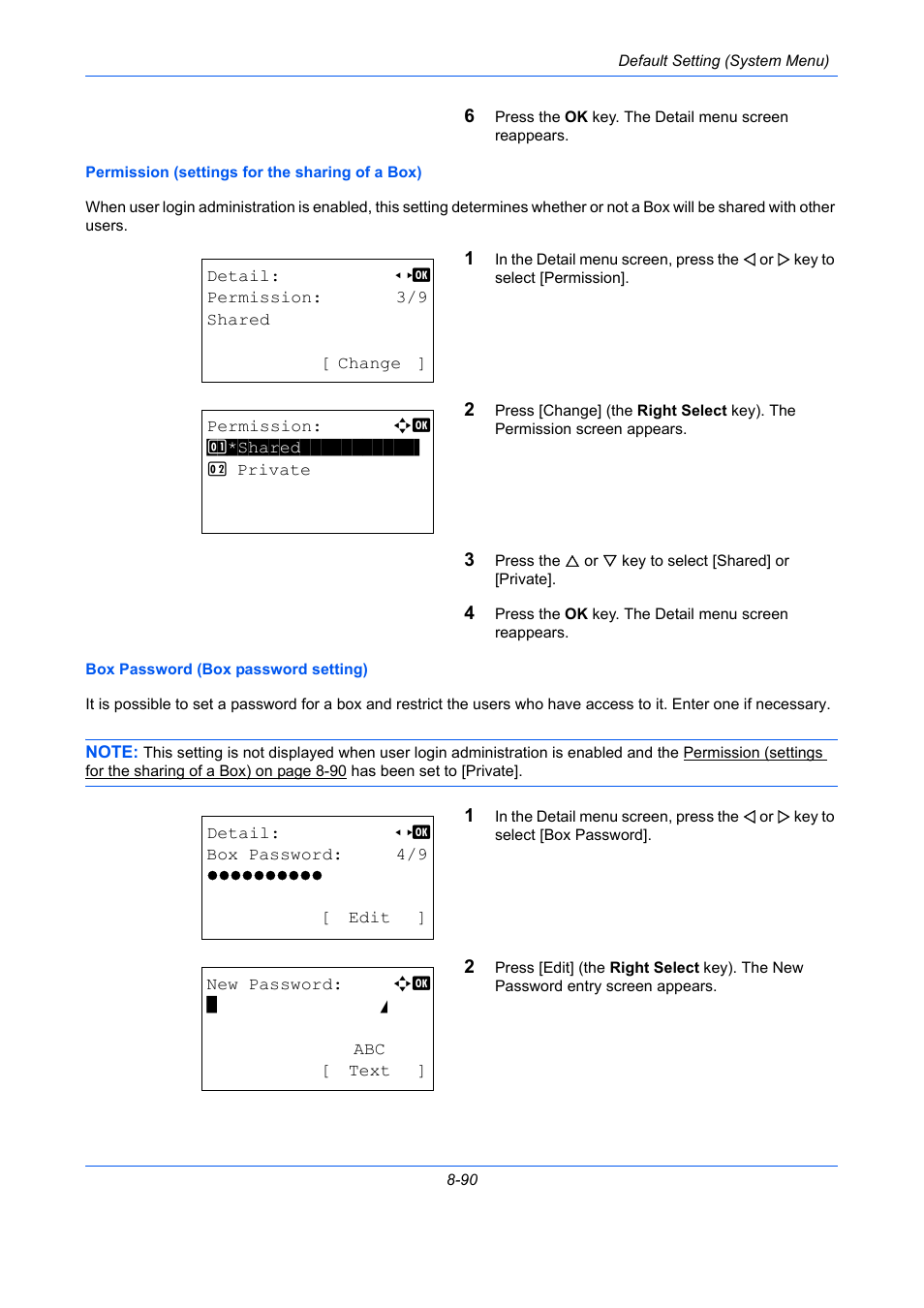 Box password (box password setting) on 8-90 | TA Triumph-Adler P-C2660 MFP User Manual | Page 346 / 578