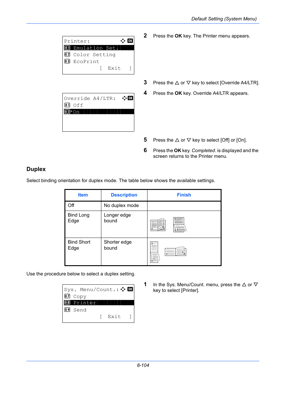 Duplex, Duplex …8-104 | TA Triumph-Adler P-C2660 MFP User Manual | Page 360 / 578