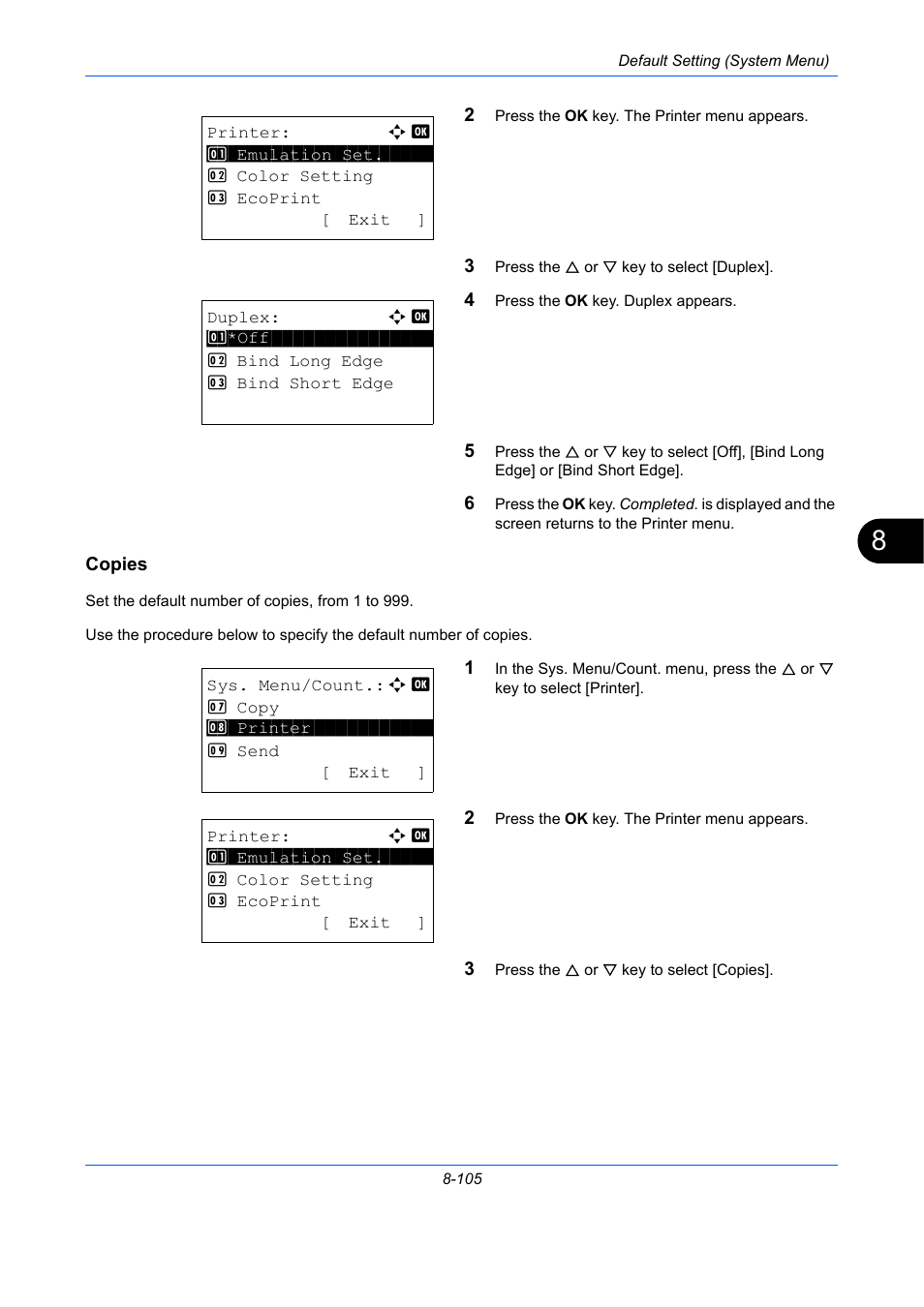 Copies, Copies …8-105 | TA Triumph-Adler P-C2660 MFP User Manual | Page 361 / 578