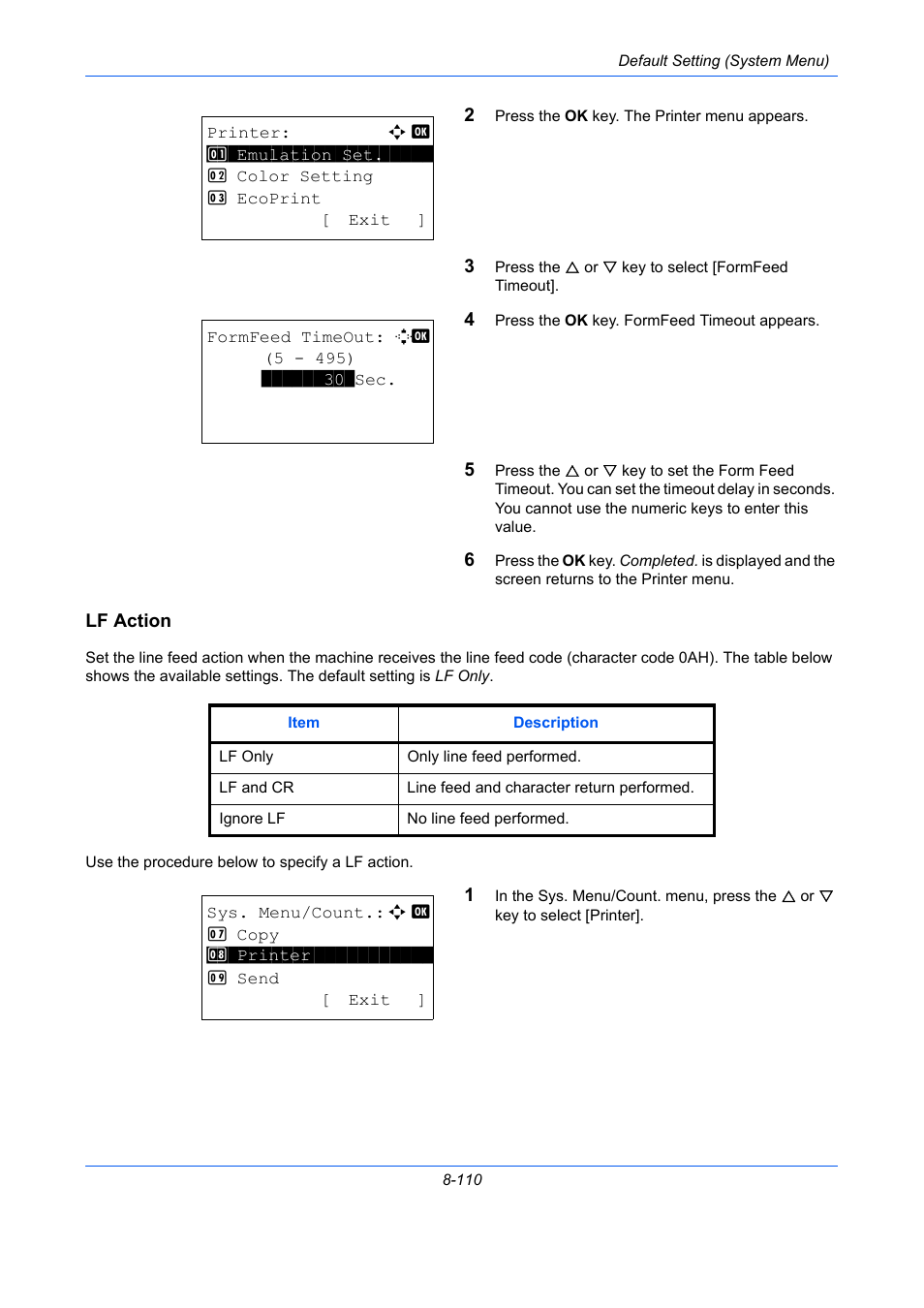 Lf action, Lf action …8-110 | TA Triumph-Adler P-C2660 MFP User Manual | Page 366 / 578