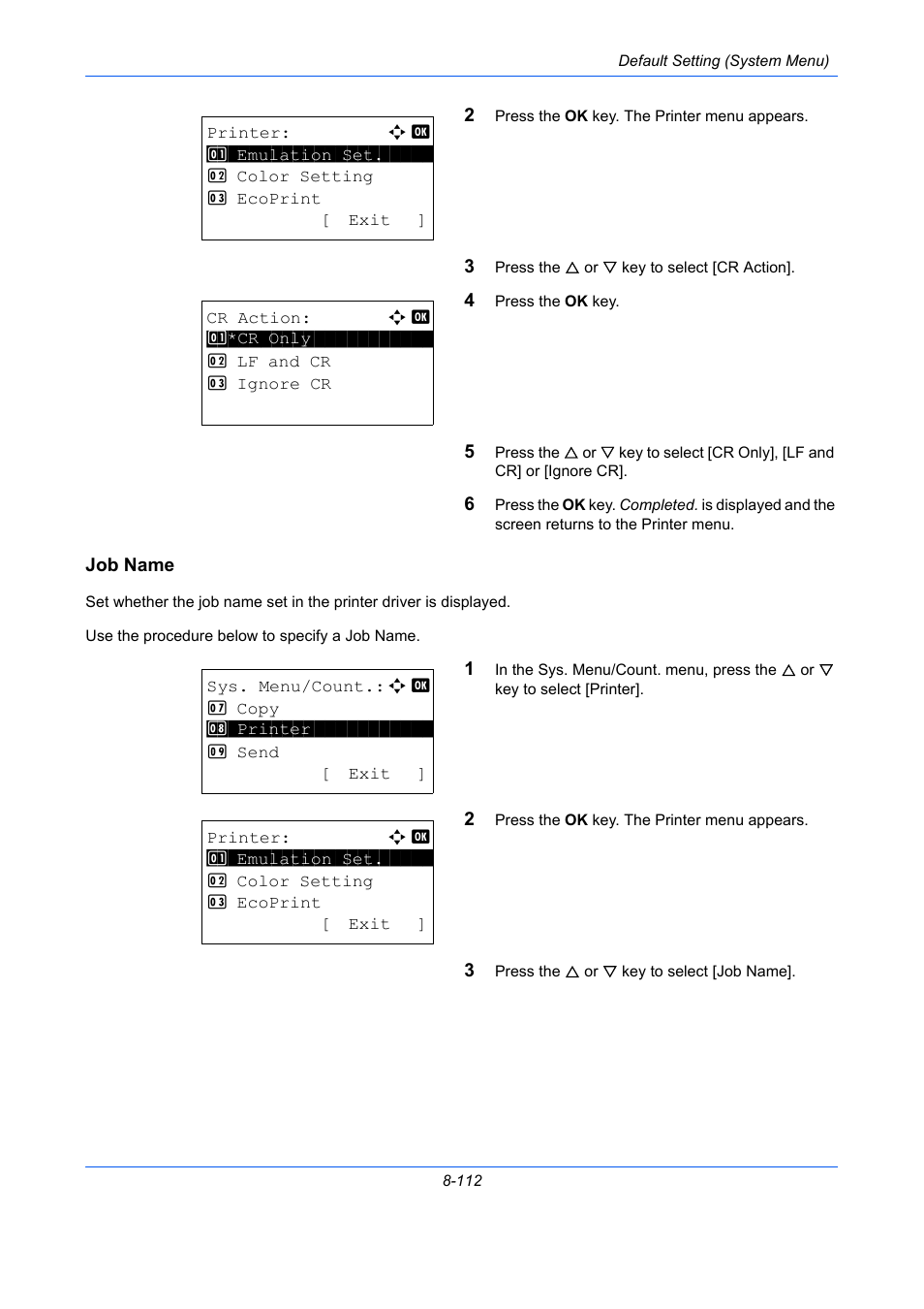 Job name, Job name …8-112 | TA Triumph-Adler P-C2660 MFP User Manual | Page 368 / 578