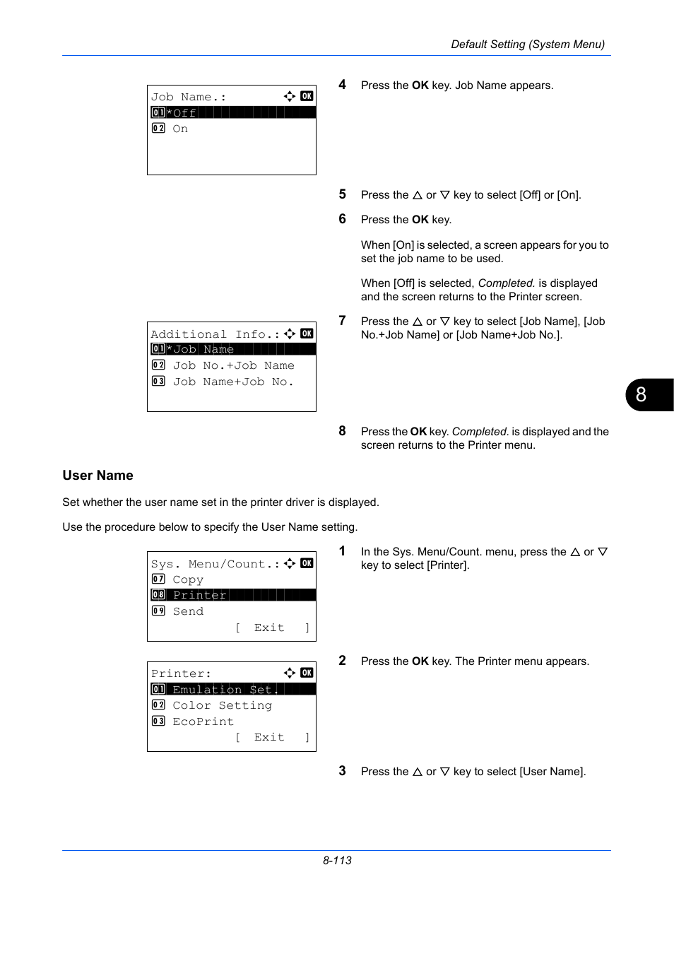 User name, User name …8-113 | TA Triumph-Adler P-C2660 MFP User Manual | Page 369 / 578