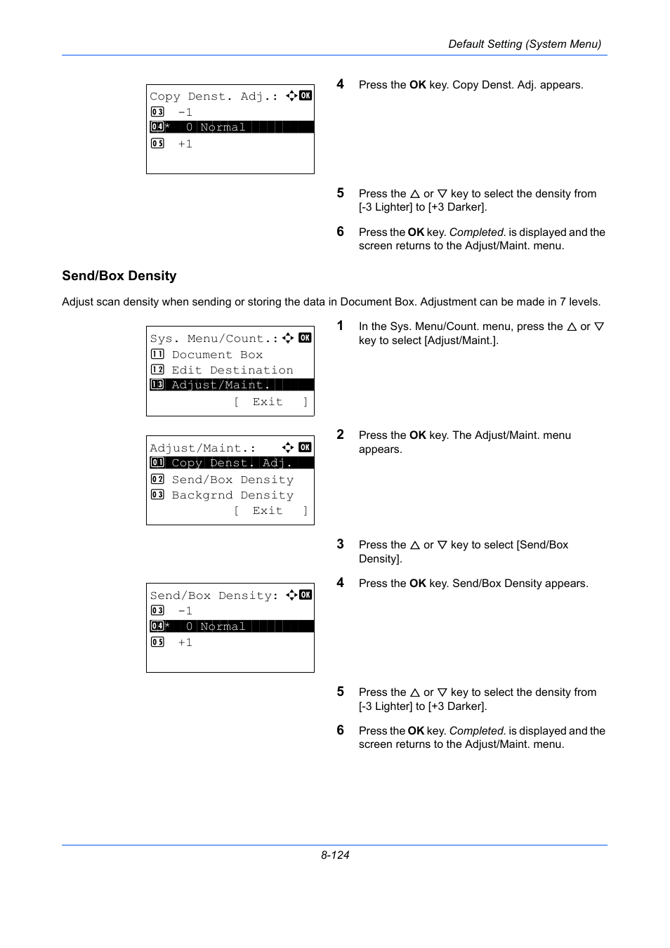 Send/box density, Send/box density …8-124 | TA Triumph-Adler P-C2660 MFP User Manual | Page 380 / 578