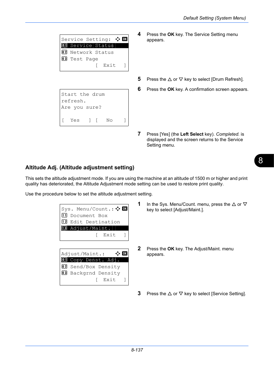 Altitude adj. (altitude adjustment setting), Altitude adj. (altitude adjustment setting) …8-137 | TA Triumph-Adler P-C2660 MFP User Manual | Page 393 / 578