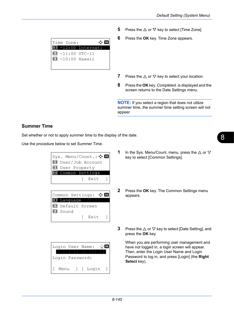 Summer time, Summer time …8-145 | TA Triumph-Adler P-C2660 MFP User Manual | Page 401 / 578