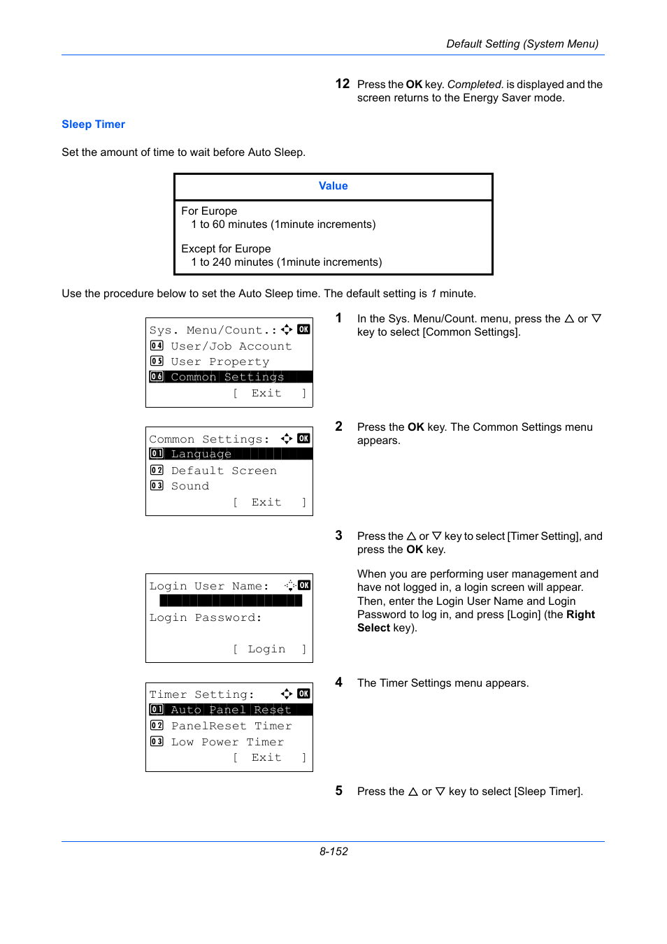 Sleep timer …8-152 | TA Triumph-Adler P-C2660 MFP User Manual | Page 408 / 578