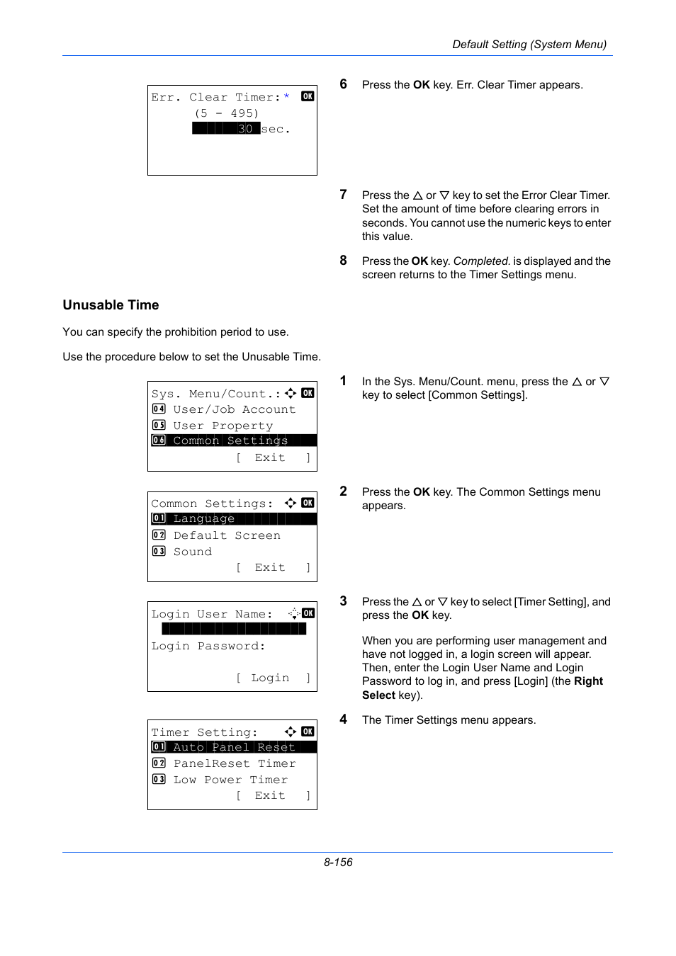 Unusable time, Unusable time …8-156 | TA Triumph-Adler P-C2660 MFP User Manual | Page 412 / 578