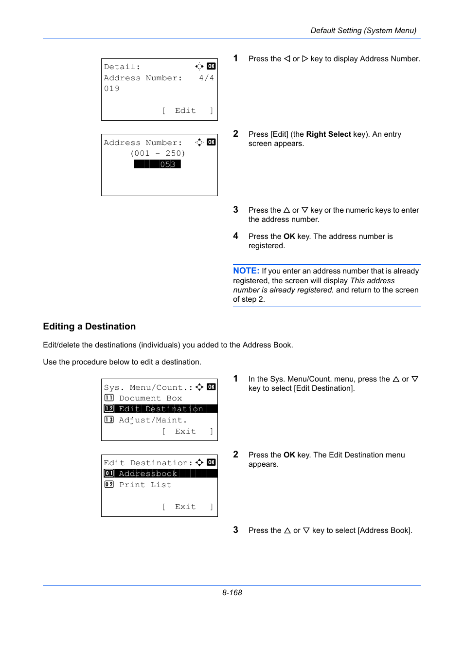 Editing a destination | TA Triumph-Adler P-C2660 MFP User Manual | Page 424 / 578