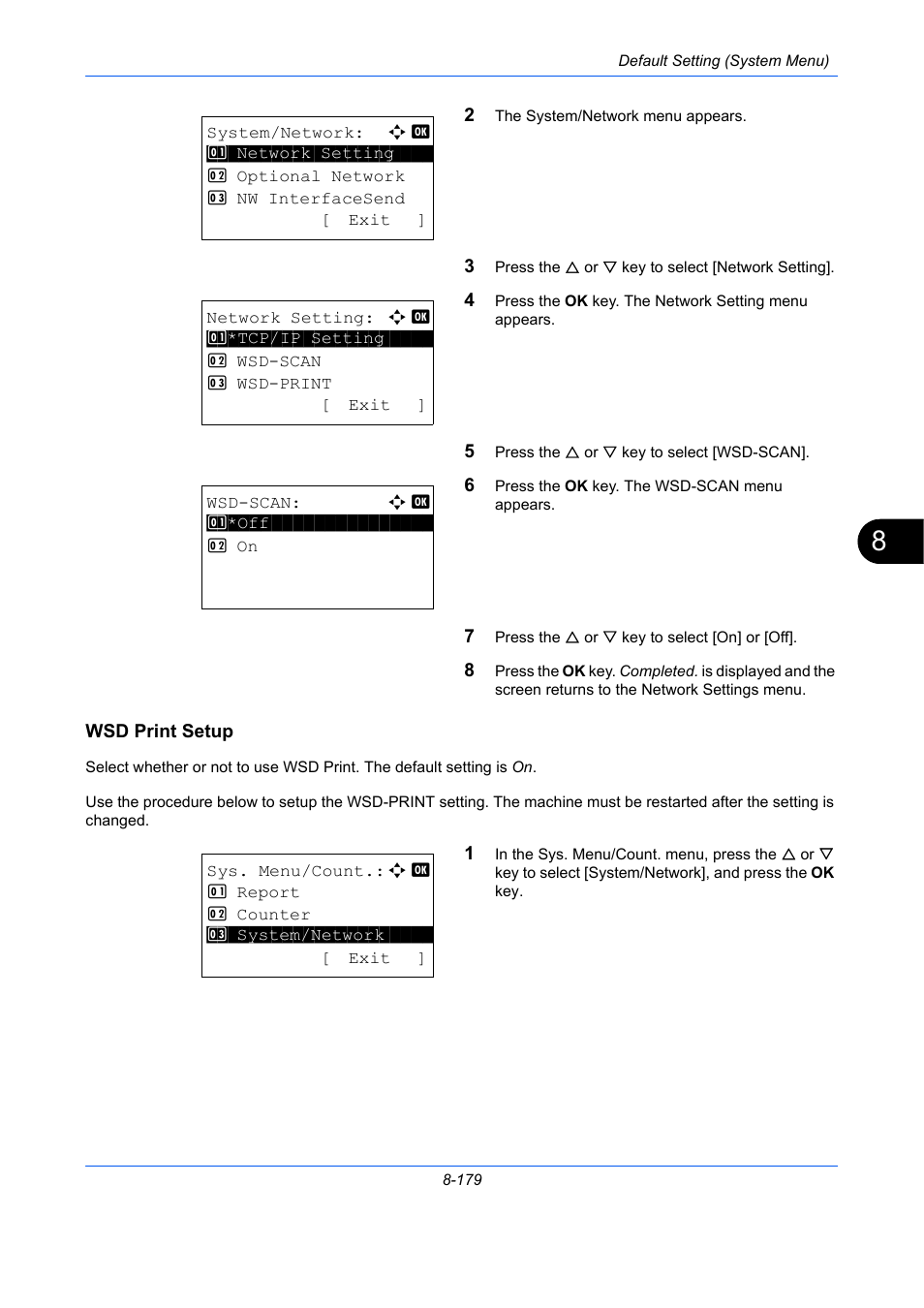 Wsd print setup, Wsd print setup …8-179 | TA Triumph-Adler P-C2660 MFP User Manual | Page 435 / 578