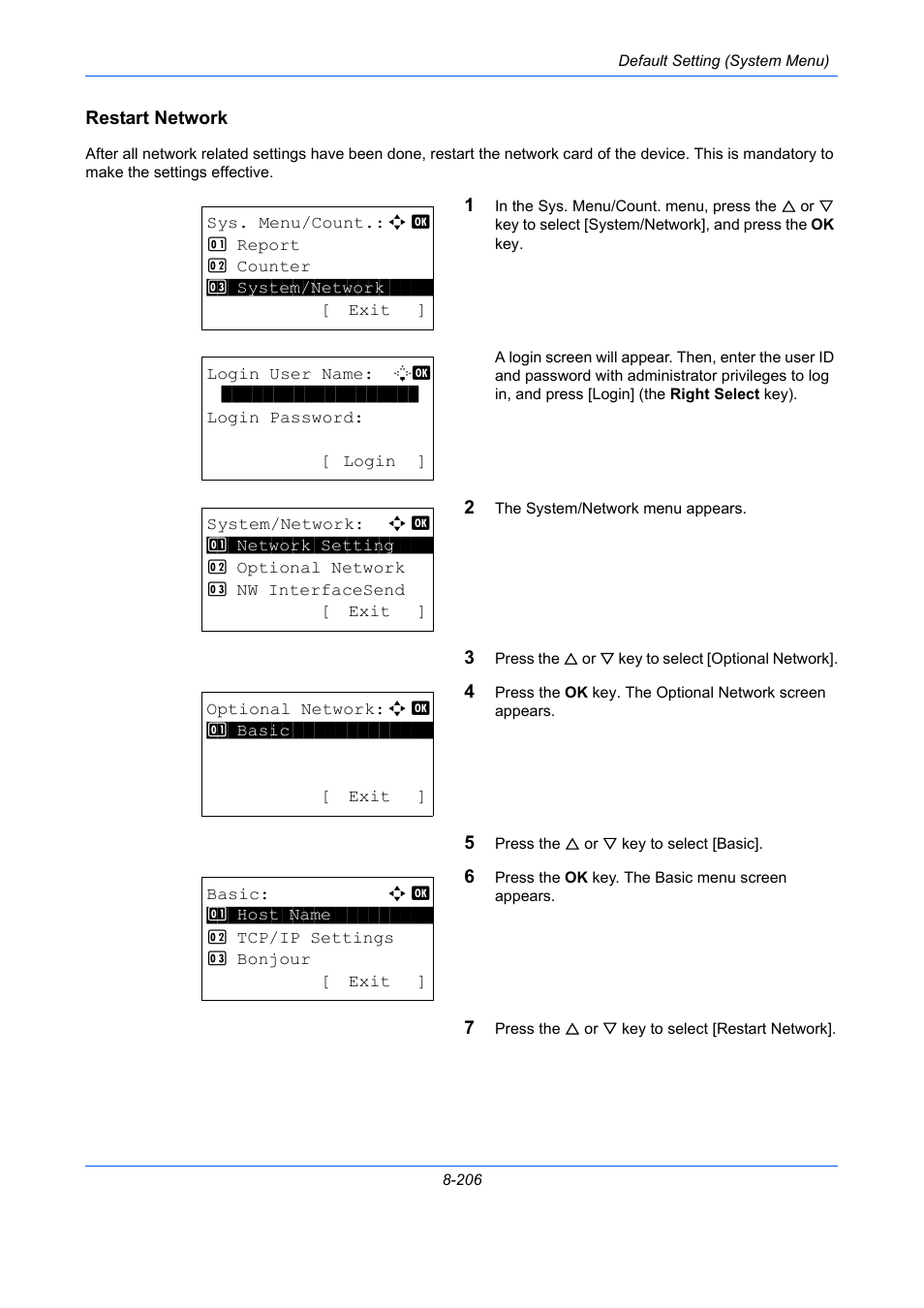 Restart network | TA Triumph-Adler P-C2660 MFP User Manual | Page 462 / 578