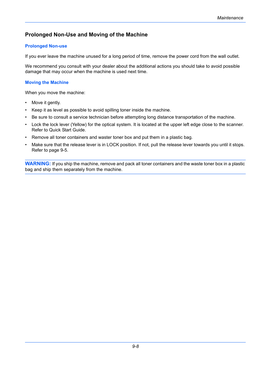 Prolonged non-use and moving of the machine | TA Triumph-Adler P-C2660 MFP User Manual | Page 480 / 578