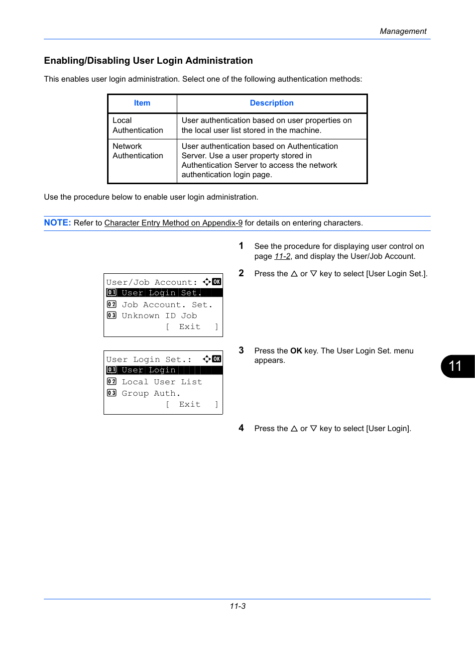 Enabling/disabling user login administration | TA Triumph-Adler P-C2660 MFP User Manual | Page 505 / 578