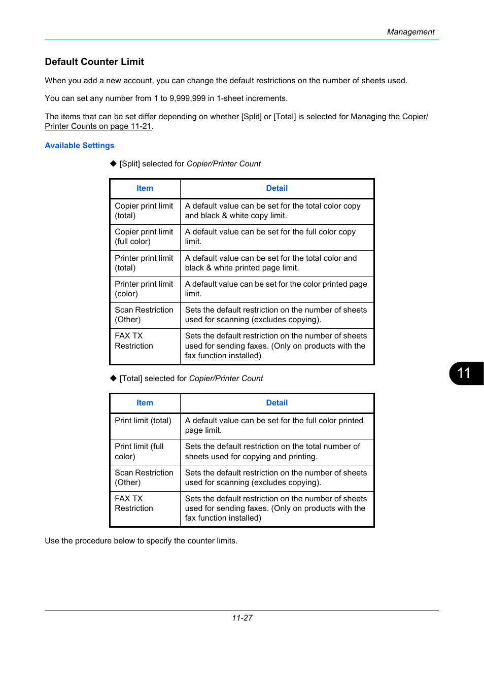 Default counter limit | TA Triumph-Adler P-C2660 MFP User Manual | Page 529 / 578