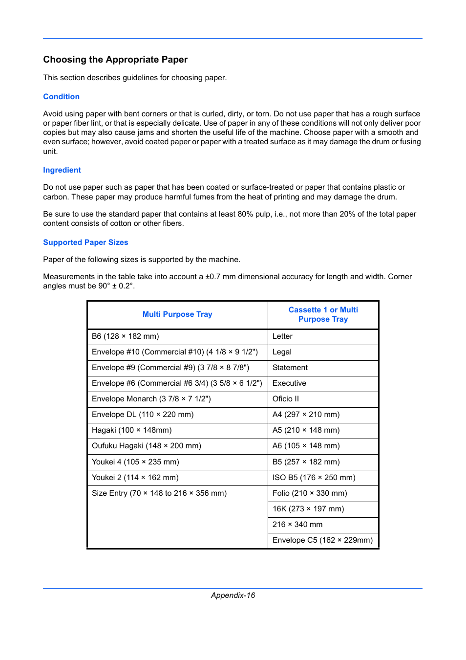 Choosing the appropriate paper | TA Triumph-Adler P-C2660 MFP User Manual | Page 554 / 578