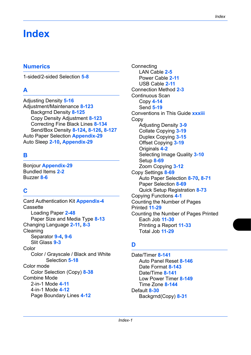 Index | TA Triumph-Adler P-C2660 MFP User Manual | Page 571 / 578