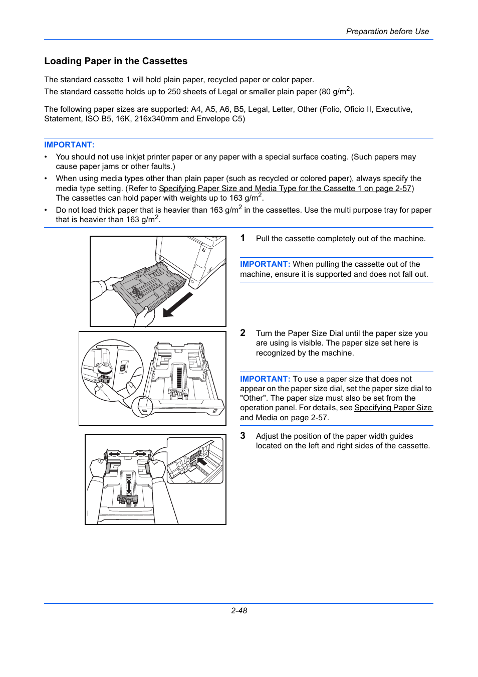 Loading paper in the cassettes | TA Triumph-Adler P-C2660 MFP User Manual | Page 90 / 578