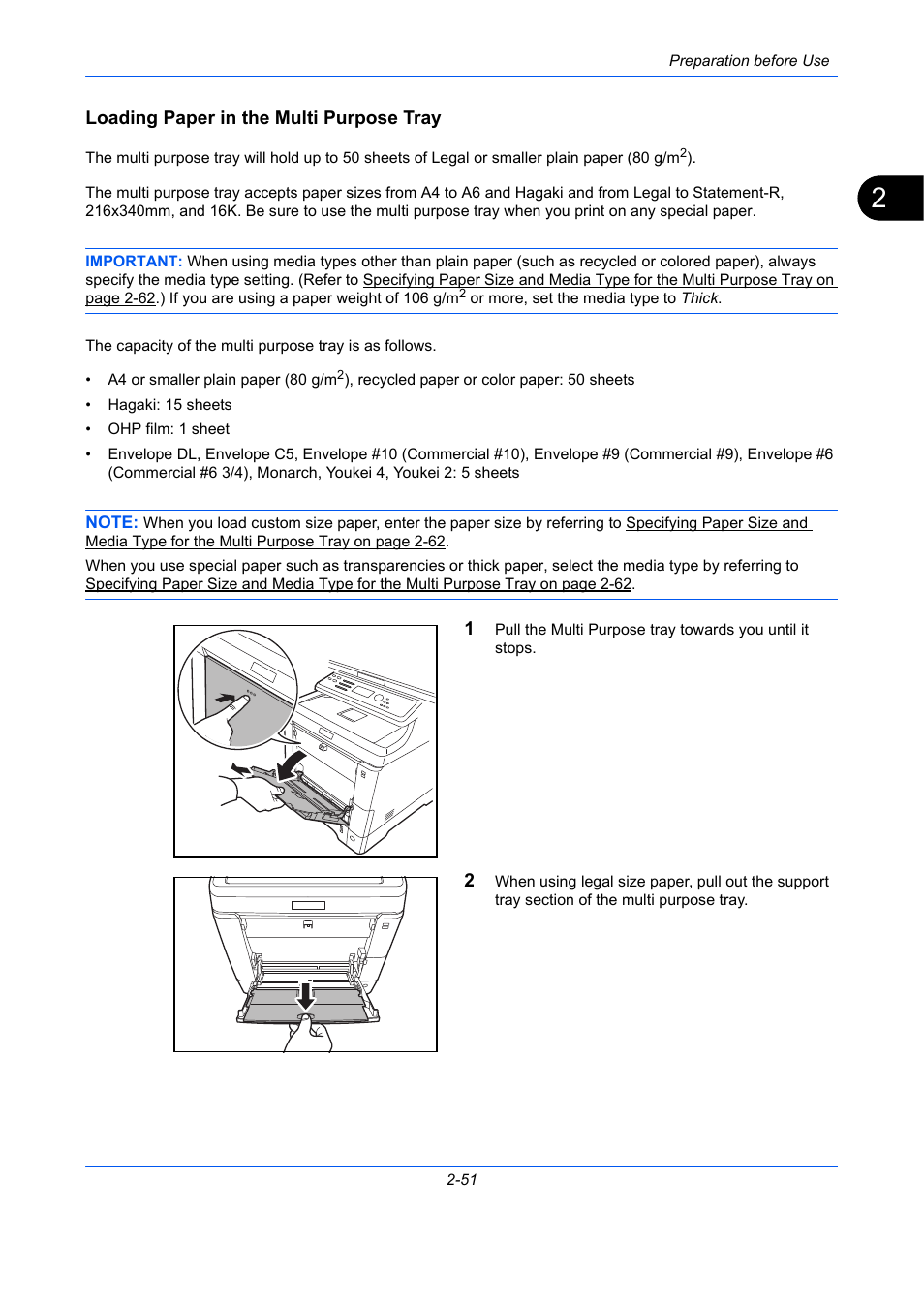 Loading paper in the multi purpose tray | TA Triumph-Adler P-C2660 MFP User Manual | Page 93 / 578