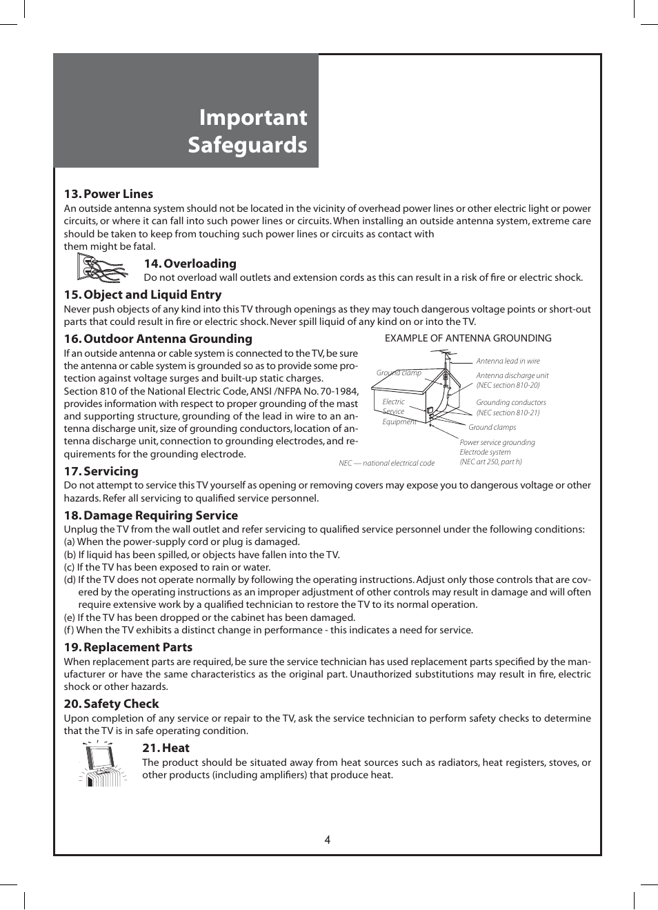 Important safeguards | Daewoo DLP-37C3 User Manual | Page 4 / 53