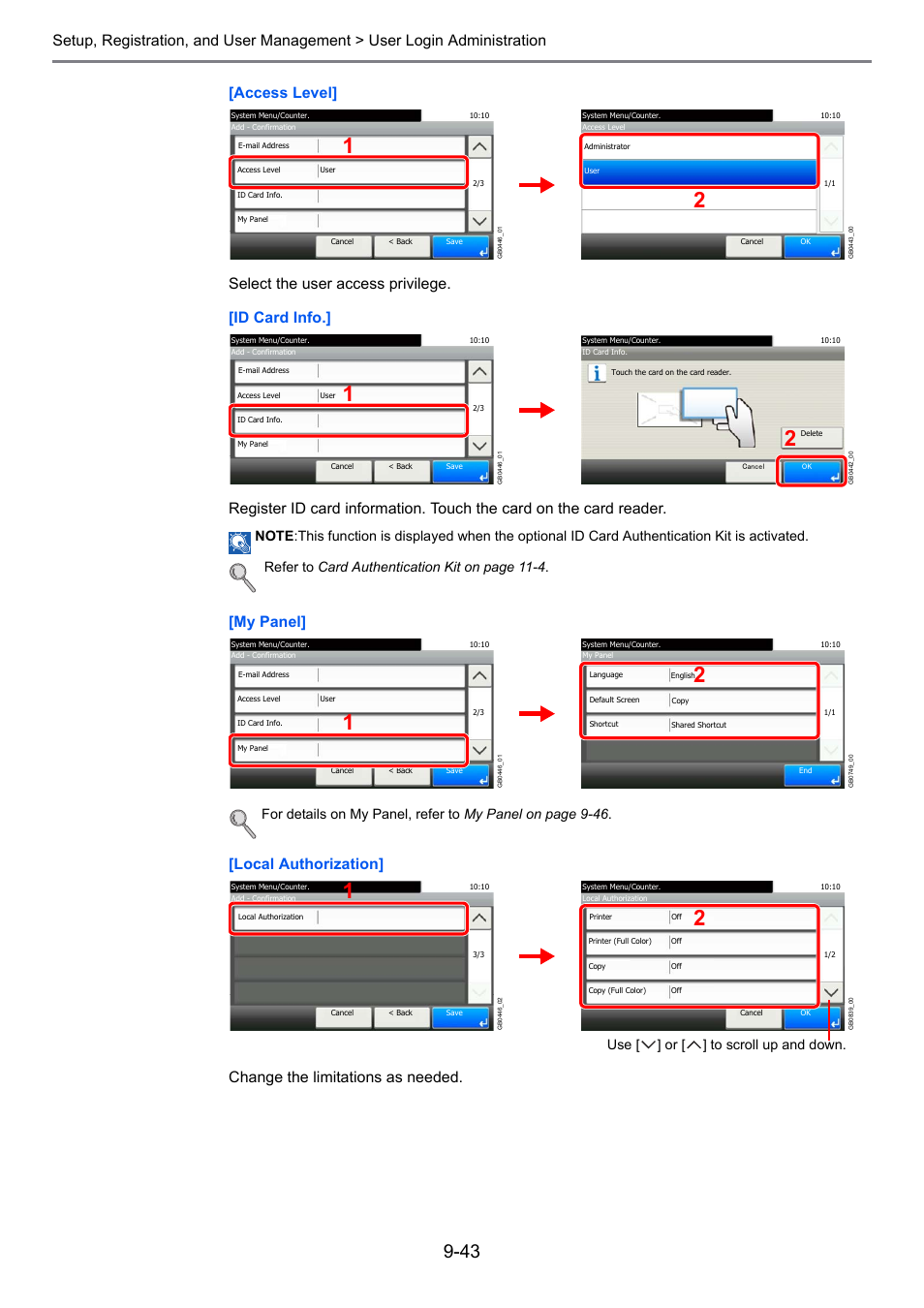 My panel, Gb0446, Use [ ] or [ ] to scroll up and down | TA Triumph-Adler P-C2660i MFP User Manual | Page 299 / 396