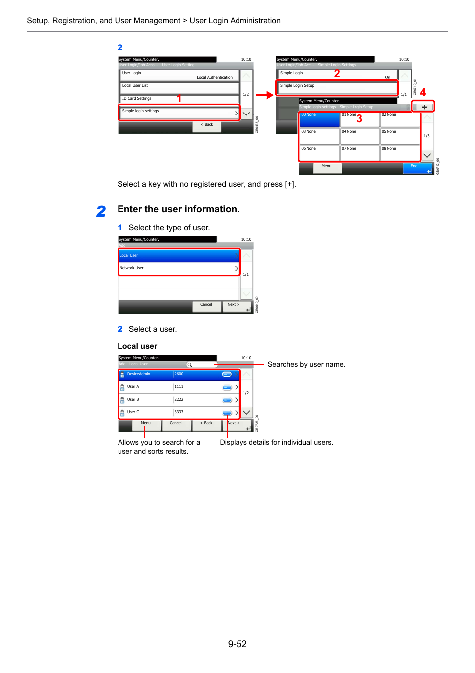 Enter the user information | TA Triumph-Adler P-C2660i MFP User Manual | Page 308 / 396