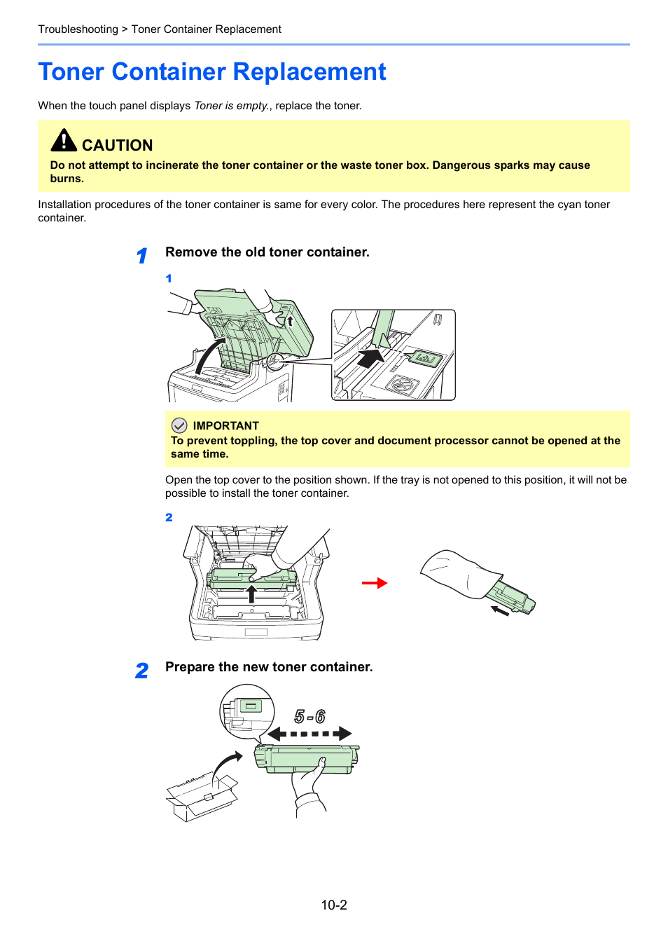 Toner container replacement, Toner container replacement -2 | TA Triumph-Adler P-C2660i MFP User Manual | Page 338 / 396