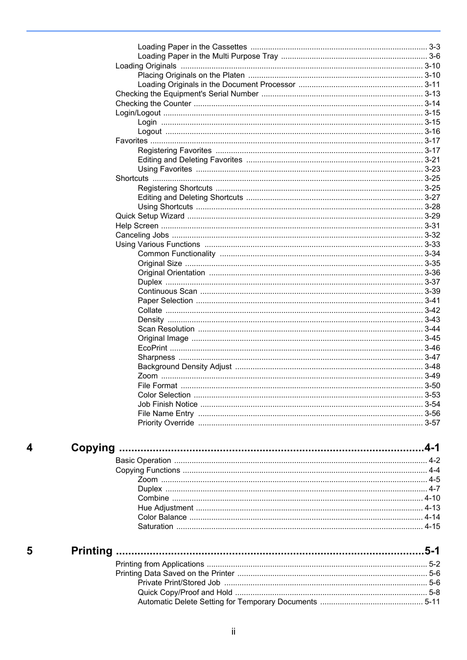 4copying -1, 5printing -1 | TA Triumph-Adler P-C2660i MFP User Manual | Page 4 / 396