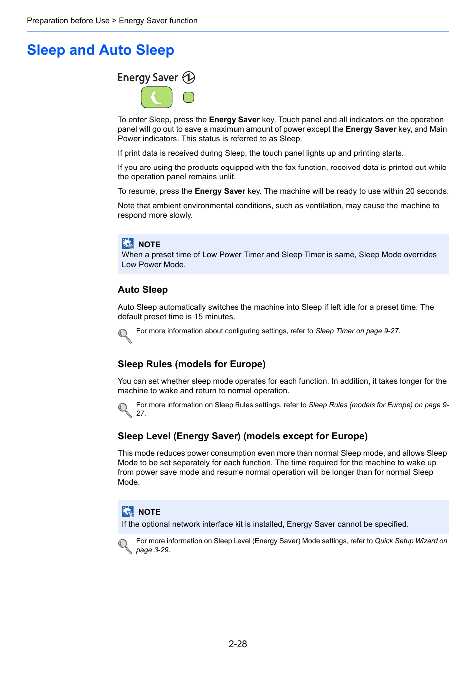 Sleep and auto sleep, Sleep and auto sleep -28 | TA Triumph-Adler P-C2660i MFP User Manual | Page 64 / 396