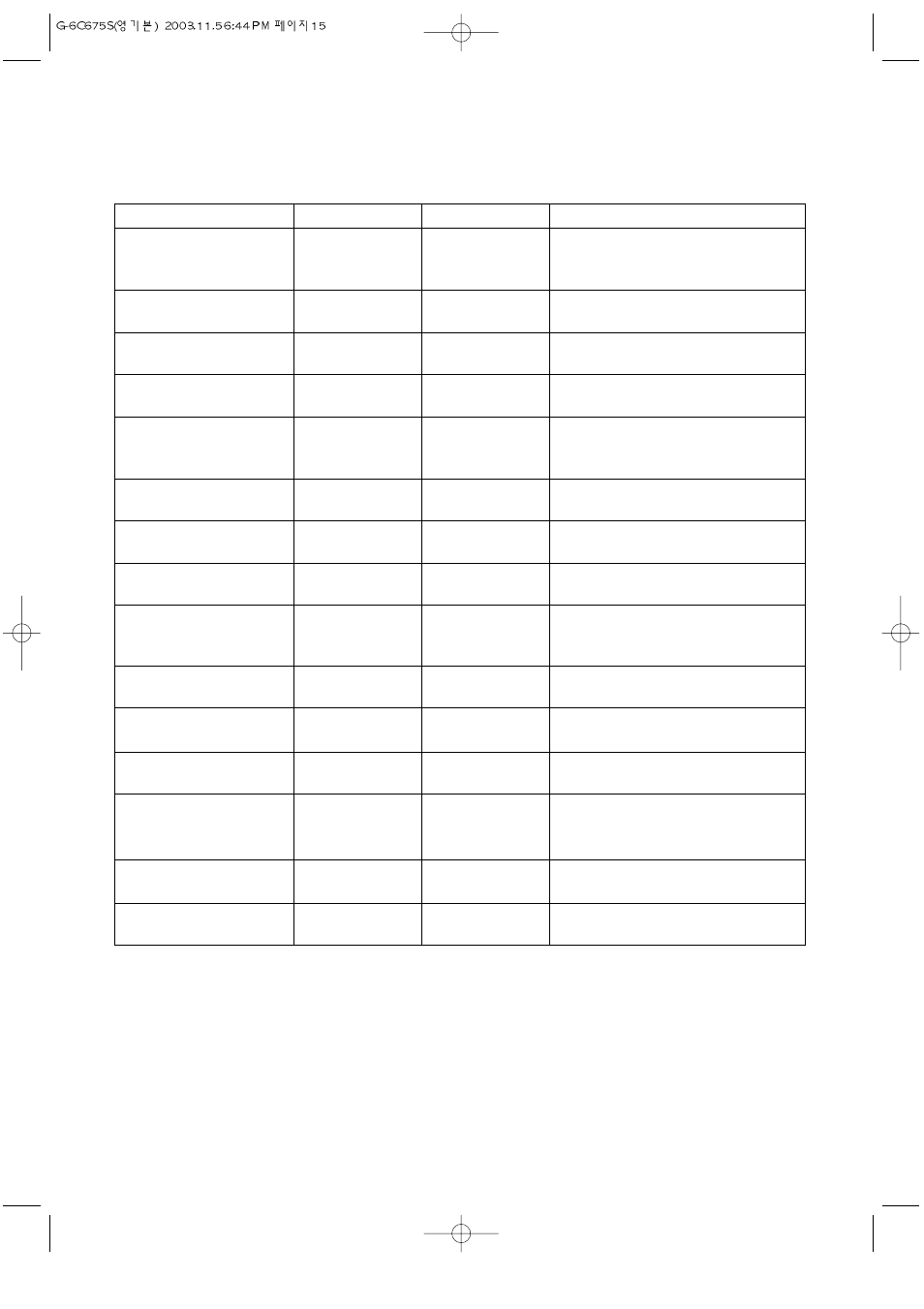 Defrosting chart | Daewoo KOG-3C675S User Manual | Page 16 / 22