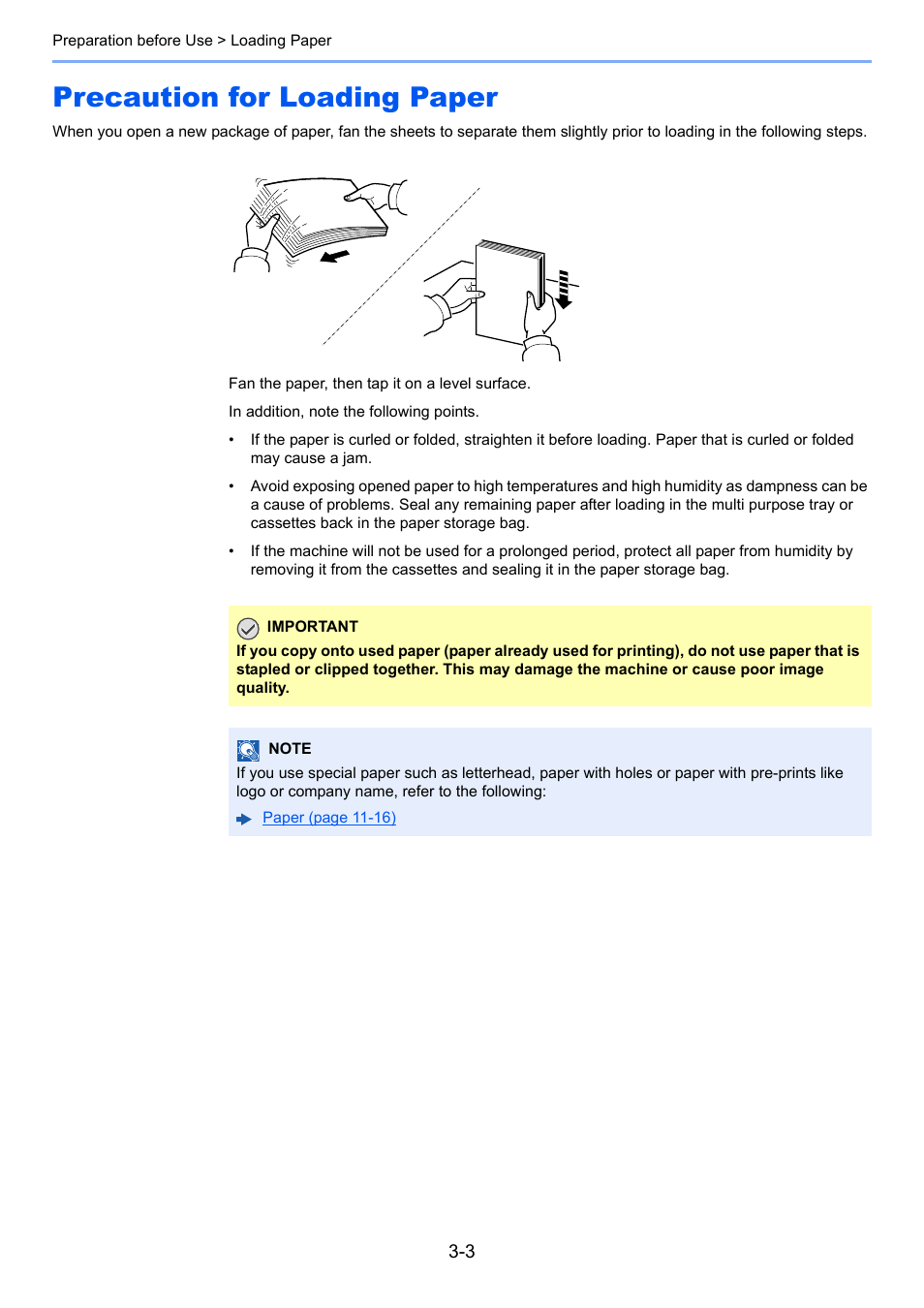 Precaution for loading paper, Precaution for loading paper -3 | TA Triumph-Adler P-C3060 MFP User Manual | Page 103 / 409