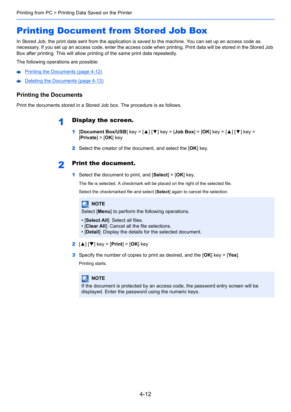 Printing document from stored job box, Printing document from stored job box -12 | TA Triumph-Adler P-C3060 MFP User Manual | Page 142 / 409