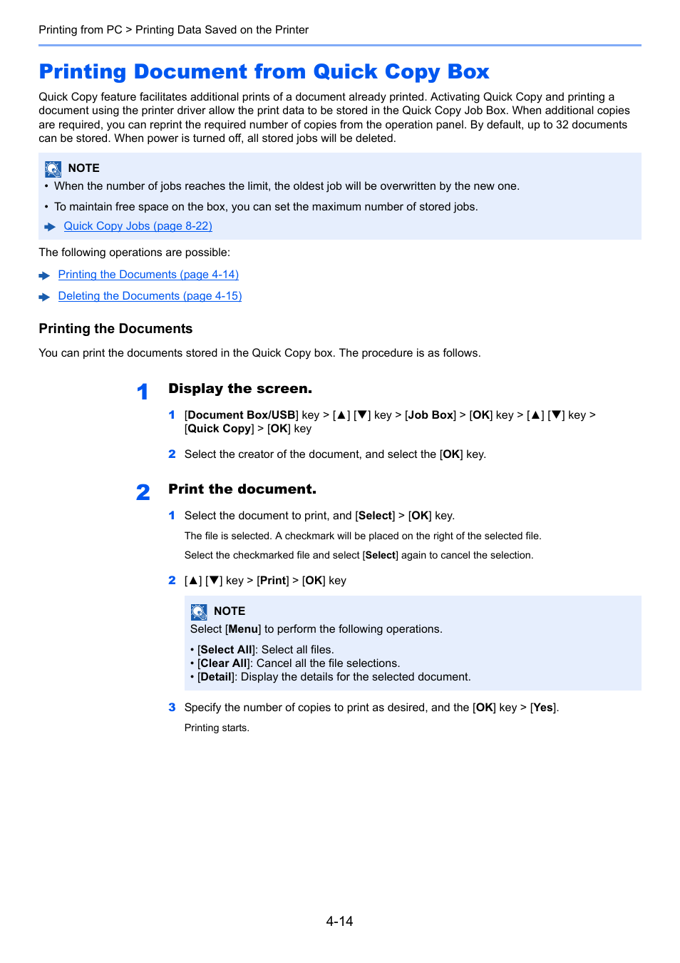 Printing document from quick copy box, Printing document from quick copy box -14 | TA Triumph-Adler P-C3060 MFP User Manual | Page 144 / 409