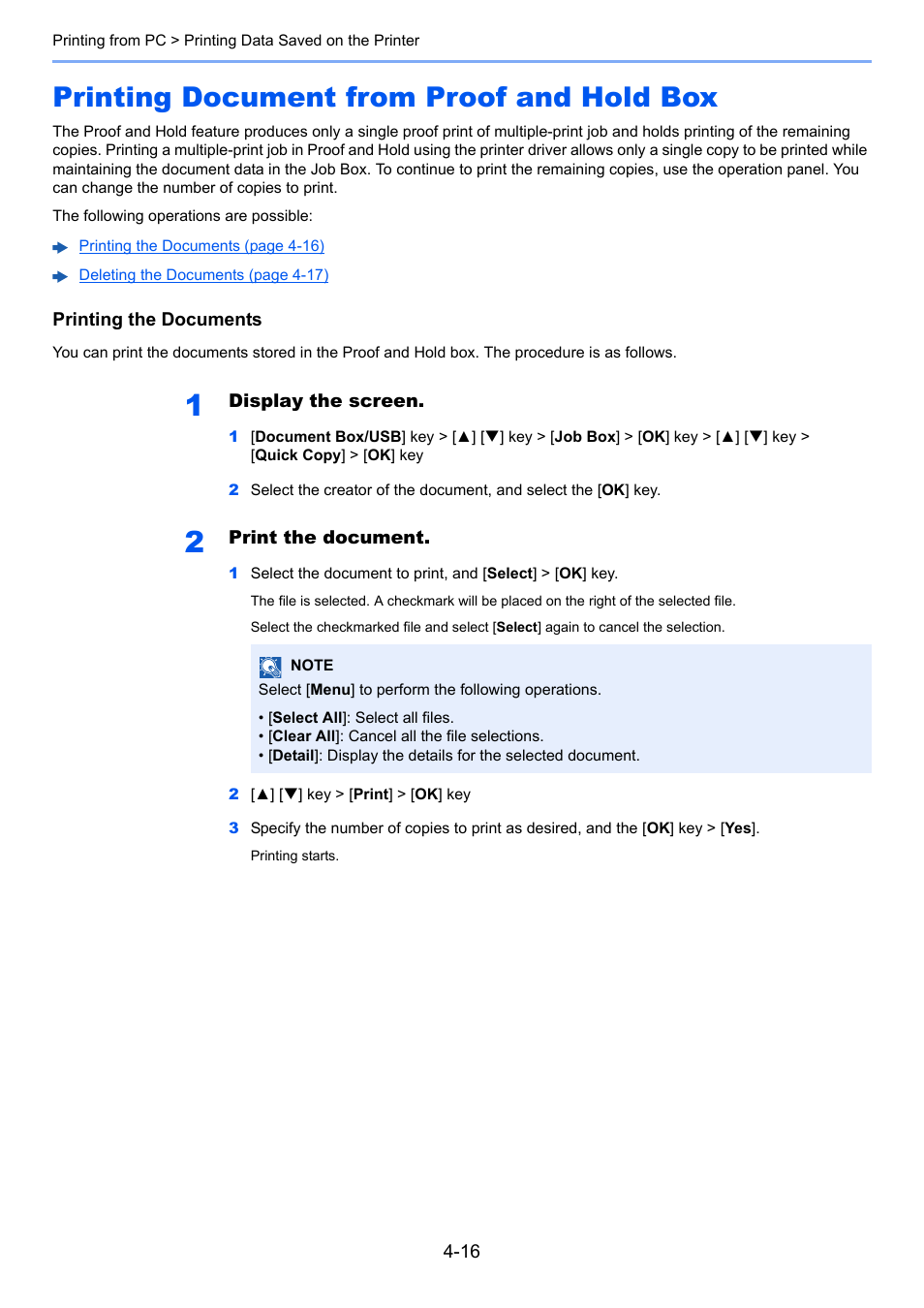 Printing document from proof and hold box, Printing document from proof and hold box -16 | TA Triumph-Adler P-C3060 MFP User Manual | Page 146 / 409