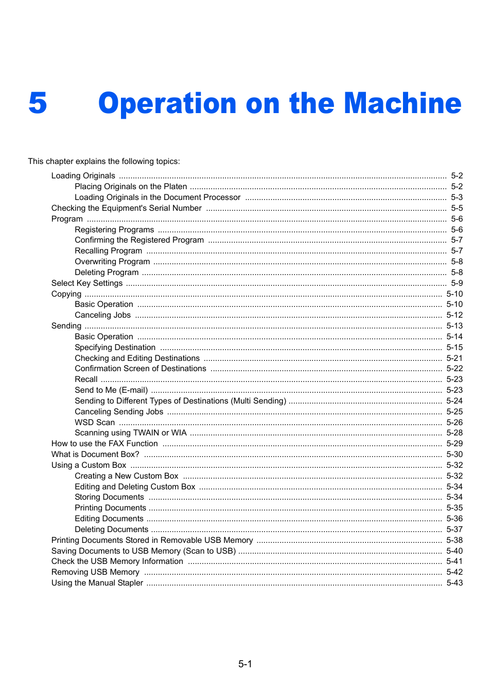 5 operation on the machine, Operation on the machine -1, Operation on the machine | 5operation on the machine | TA Triumph-Adler P-C3060 MFP User Manual | Page 152 / 409