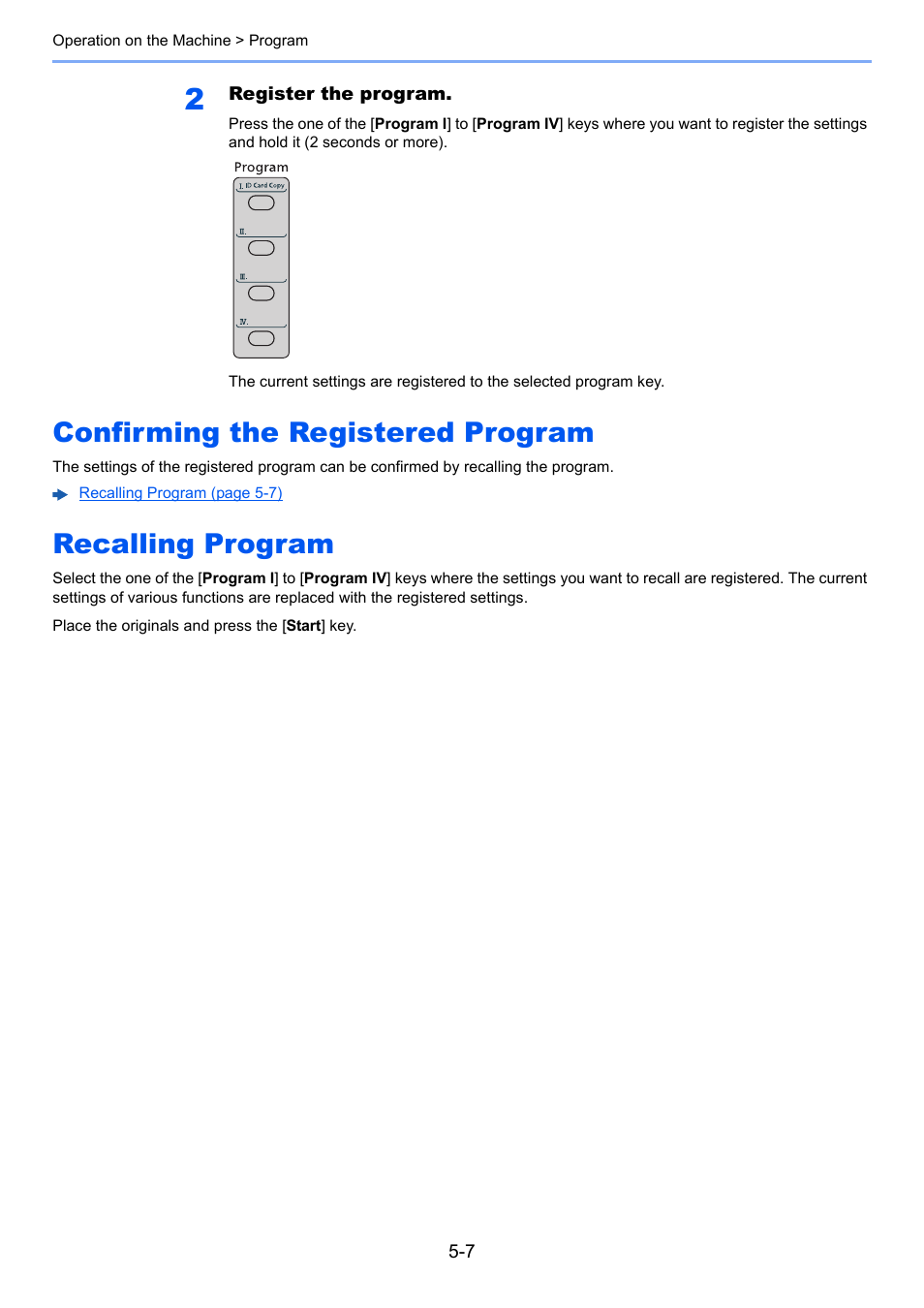 Confirming the registered program, Recalling program | TA Triumph-Adler P-C3060 MFP User Manual | Page 158 / 409