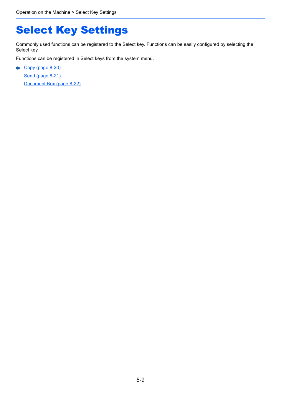 Select key settings, Select key settings -9 | TA Triumph-Adler P-C3060 MFP User Manual | Page 160 / 409