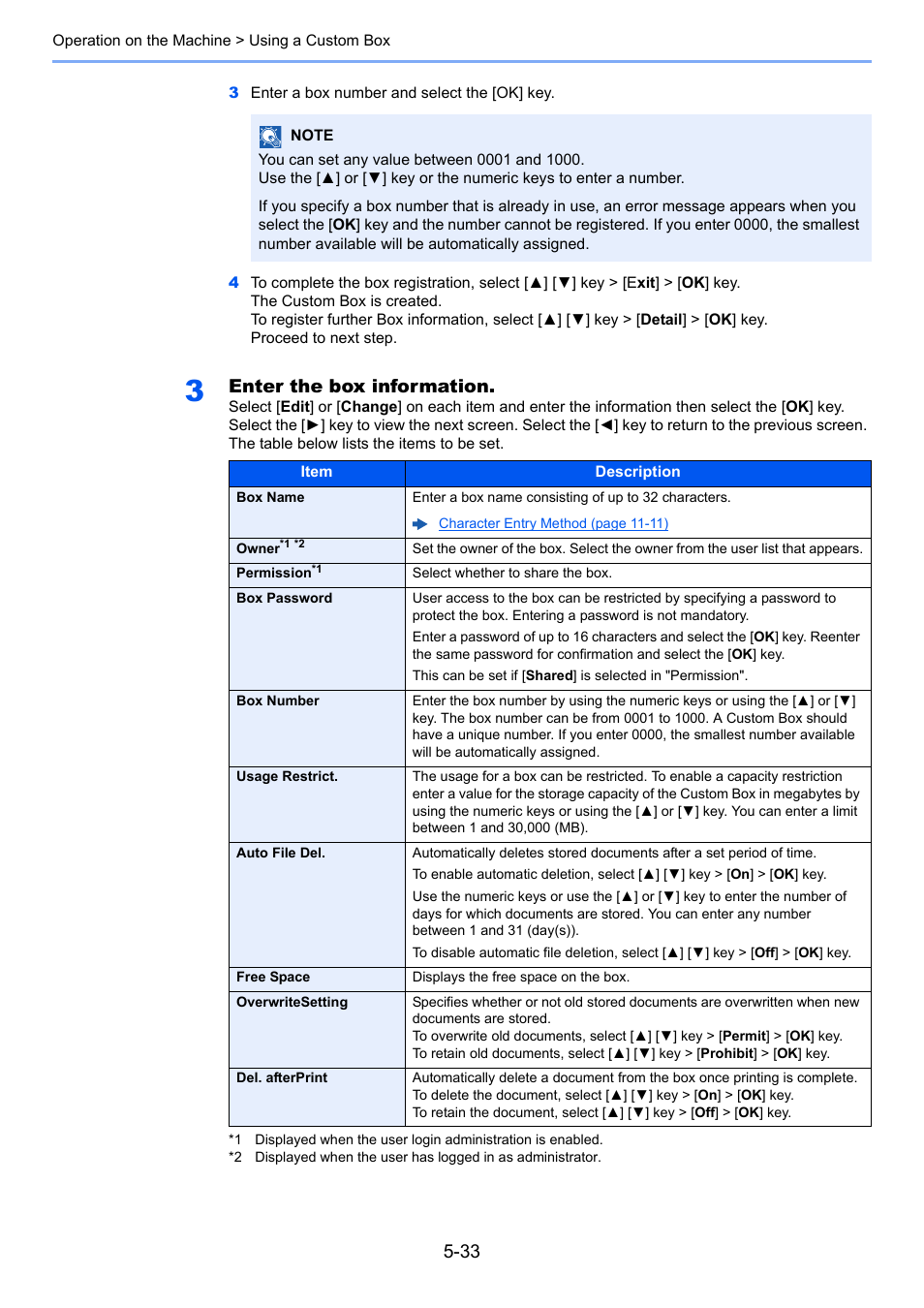 Enter the box information | TA Triumph-Adler P-C3060 MFP User Manual | Page 184 / 409