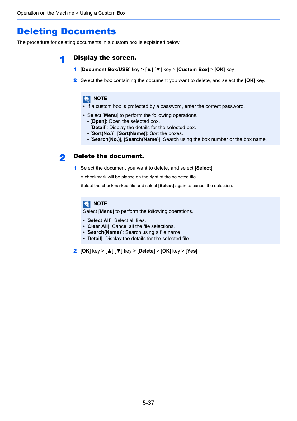 Deleting documents, Deleting documents -37 | TA Triumph-Adler P-C3060 MFP User Manual | Page 188 / 409