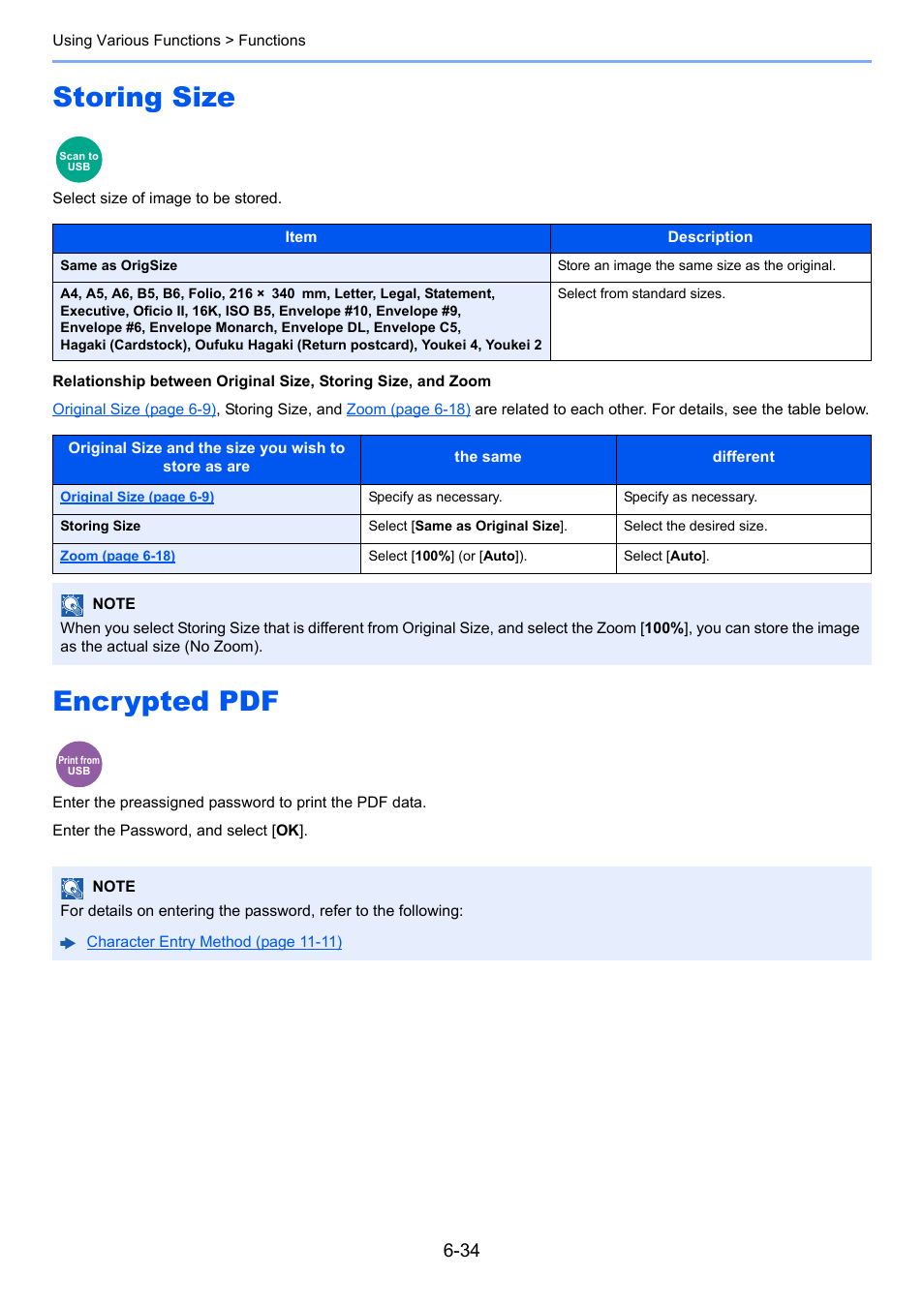 Storing size, Encrypted pdf, Storing size -34 encrypted pdf -34 | Select size of image to be stored | TA Triumph-Adler P-C3060 MFP User Manual | Page 228 / 409