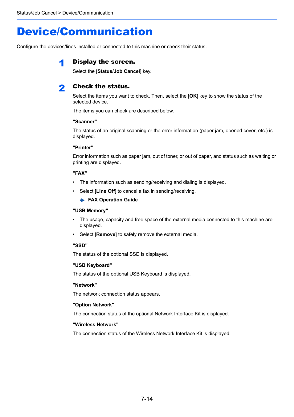 Device/communication, Device/communication -14, Printer | TA Triumph-Adler P-C3060 MFP User Manual | Page 243 / 409