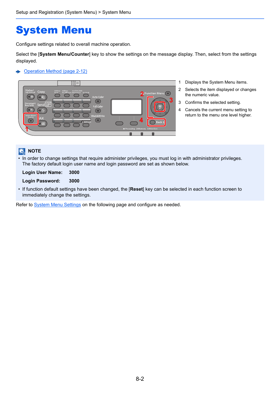 System menu, System menu -2 | TA Triumph-Adler P-C3060 MFP User Manual | Page 246 / 409